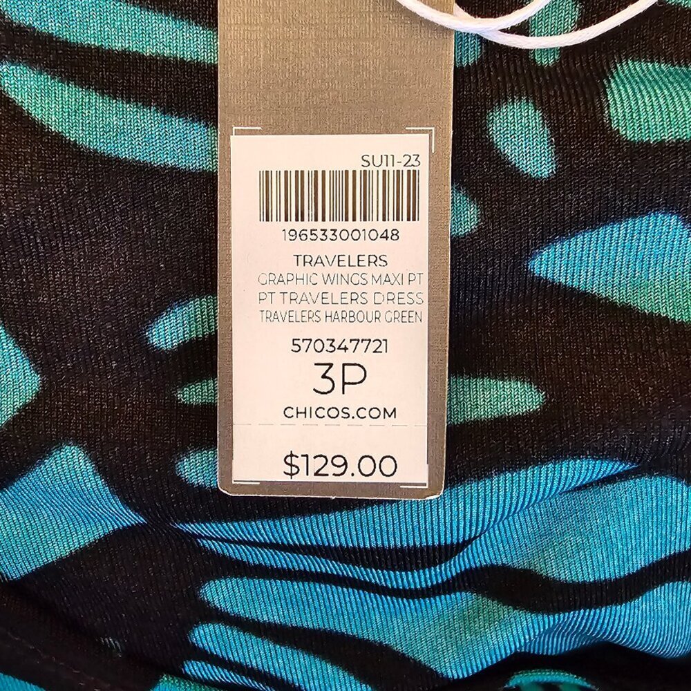 Chico's Travelers Petite Sleeveless Maxi Dress, Size 3 P (US XLP), Green, NWT - Picture 8 of 9